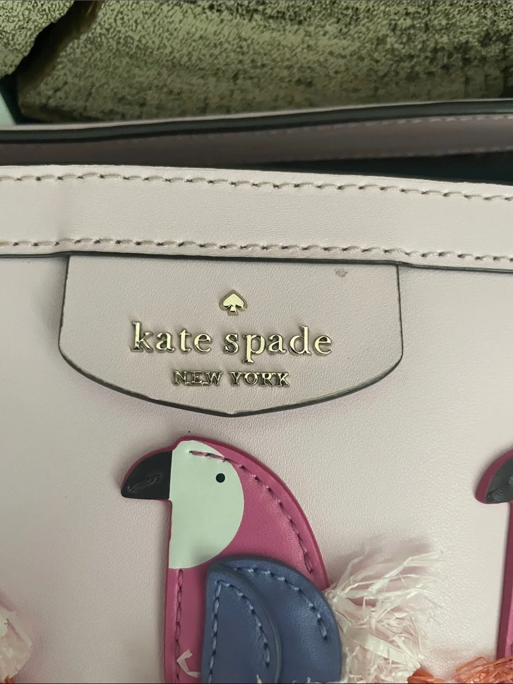 Kate Spade Pippa Flock Party Parrot pink Appliqué Satchel/crossbody NWOT